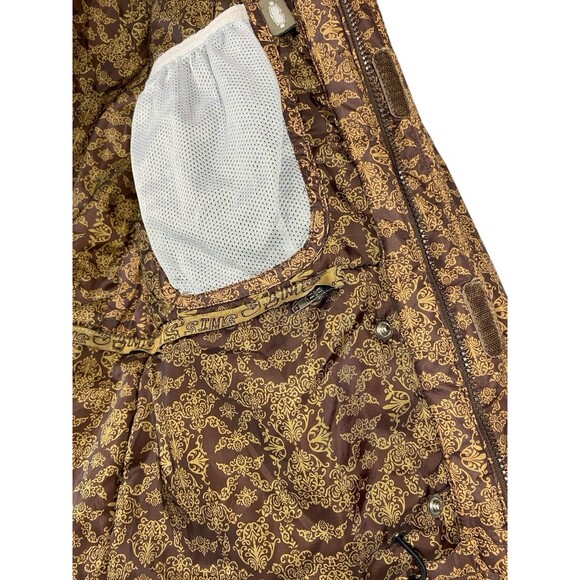 Sims Women's S Snowboard Jacket Brown Damask Hooded Insulated Ski Winter Coat - Picture 9 of 11